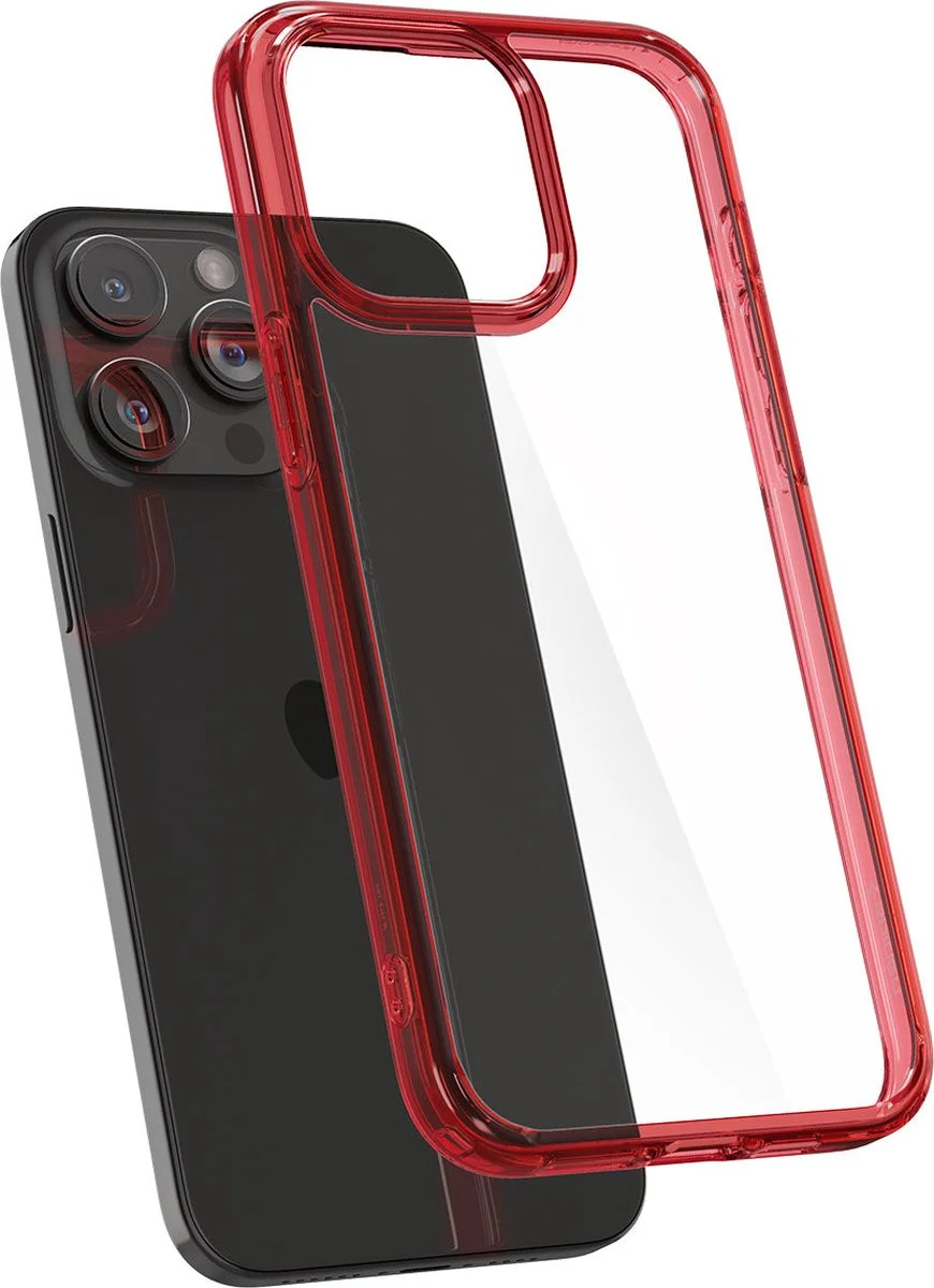 Spigen Ultra Hybrid Apple iPhone 15 Pro Max Hoesje Transparant Rood afbeelding 2
