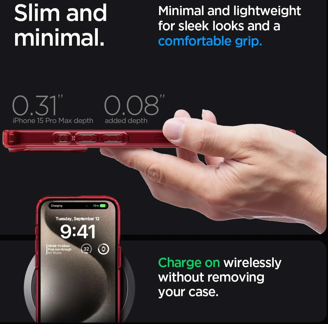 Spigen Ultra Hybrid Apple iPhone 15 Pro Max Hoesje Transparant Rood afbeelding 7