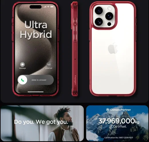 Spigen Ultra Hybrid Apple iPhone 15 Pro Max Hoesje Transparant Rood afbeelding 8