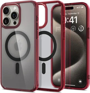 Spigen Ultra Hybrid MagSafe Apple iPhone 15 Pro Max Hoesje Rood