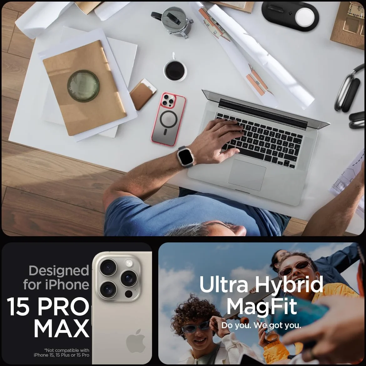 Spigen Ultra Hybrid MagSafe Apple iPhone 15 Pro Max Hoesje Rood afbeelding 3
