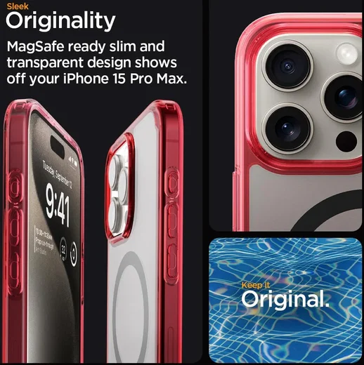 Spigen Ultra Hybrid MagSafe Apple iPhone 15 Pro Max Hoesje Rood afbeelding 4