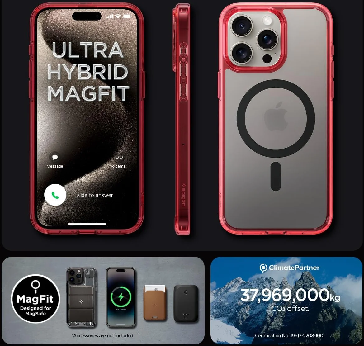 Spigen Ultra Hybrid MagSafe Apple iPhone 15 Pro Max Hoesje Rood afbeelding 8