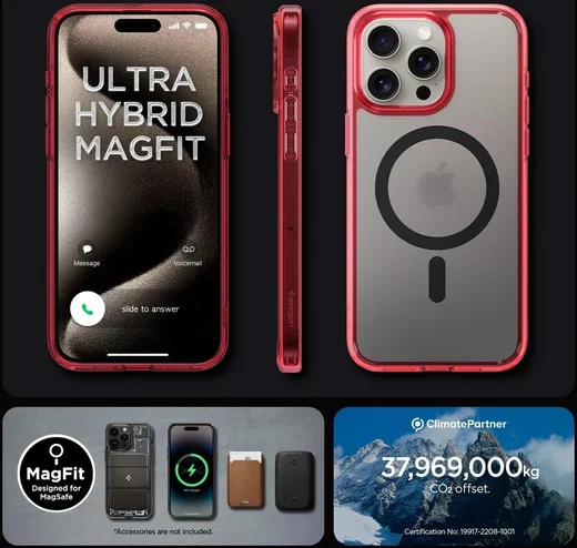 Spigen Ultra Hybrid MagSafe Apple iPhone 15 Pro Max Hoesje Rood afbeelding 8