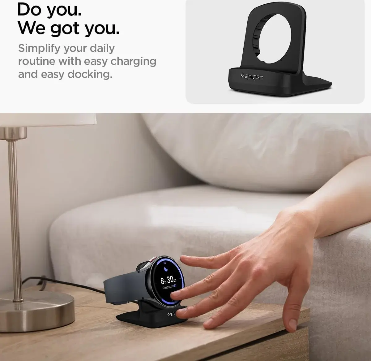 Spigen S353 Smartwatch Stand voor Galaxy Watch Oplader Zwart afbeelding 4