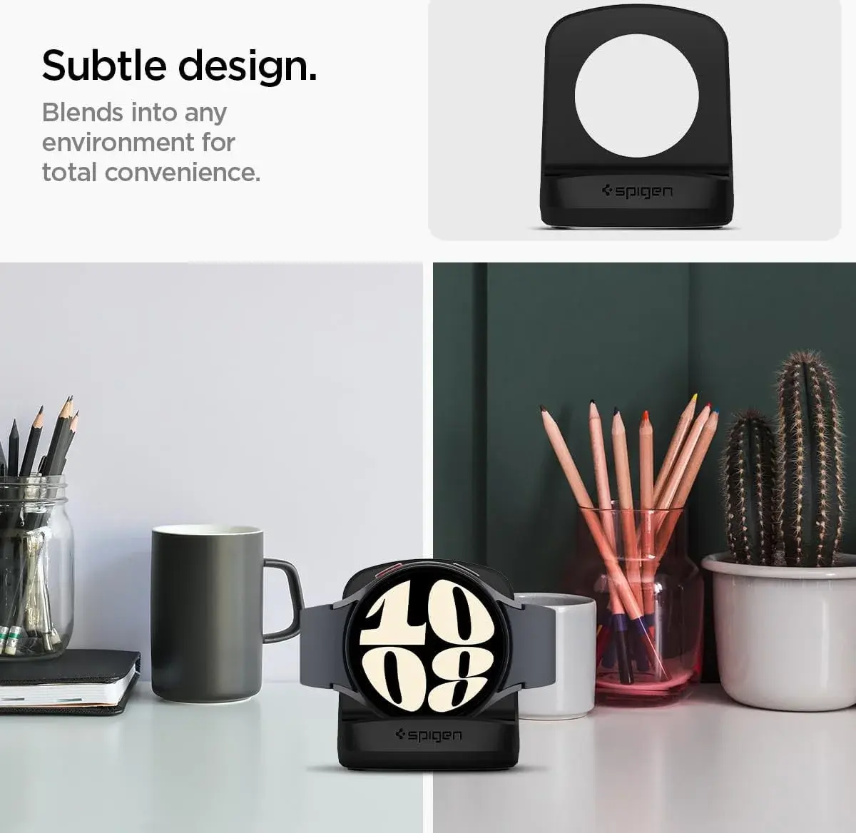 Spigen S353 Smartwatch Stand voor Galaxy Watch Oplader Zwart afbeelding 6