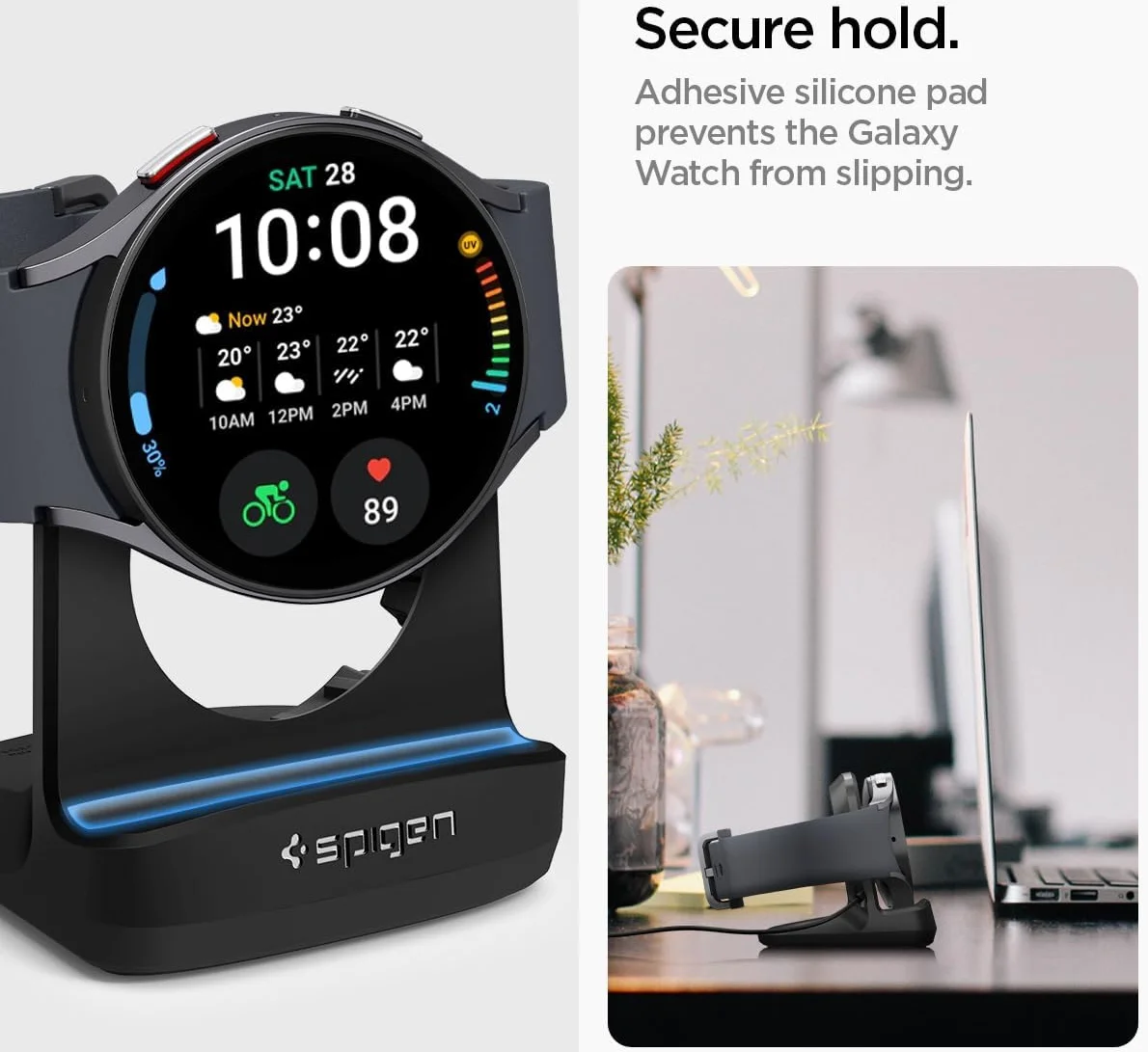 Spigen S353 Smartwatch Stand voor Galaxy Watch Oplader Zwart afbeelding 7