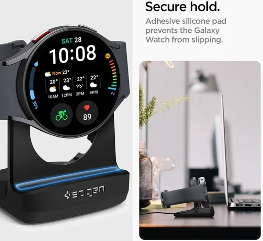 Spigen S353 Smartwatch Stand voor Galaxy Watch Oplader Zwart afbeelding 7