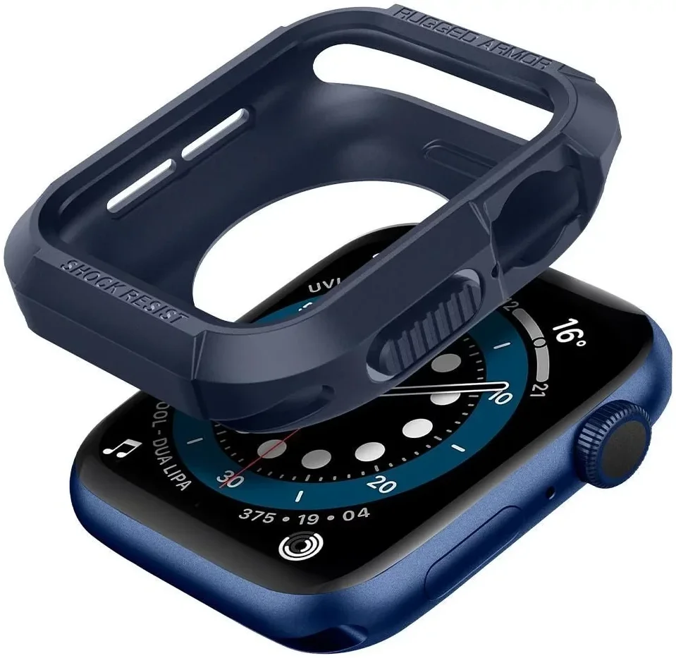 Spigen Rugged Armor - Apple Watch 45MM / 44MM Hoesje - Full Protect - Blauw afbeelding 2