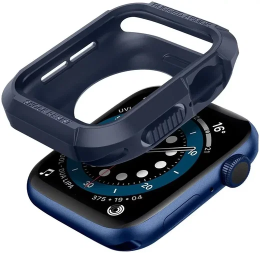 Spigen Rugged Armor - Apple Watch 45MM / 44MM Hoesje - Full Protect - Blauw afbeelding 2
