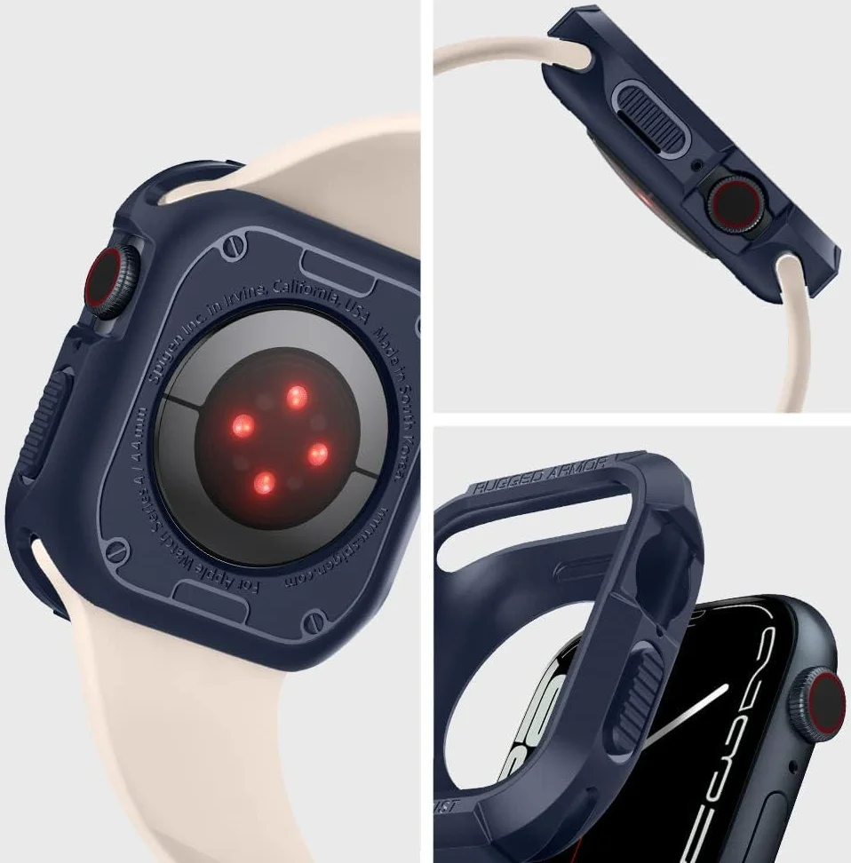 Spigen Rugged Armor - Apple Watch 45MM / 44MM Hoesje - Full Protect - Blauw afbeelding 4