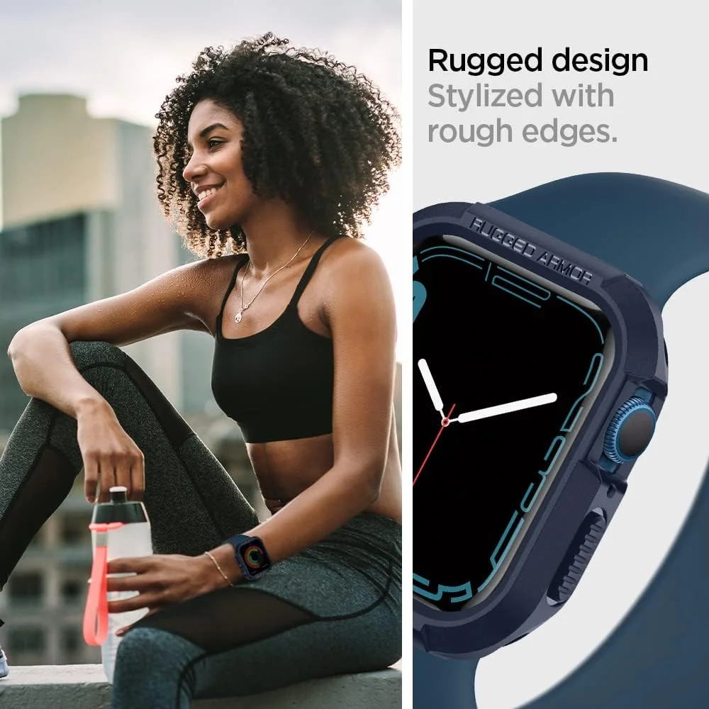 Spigen Rugged Armor - Apple Watch 45MM / 44MM Hoesje - Full Protect - Blauw afbeelding 5