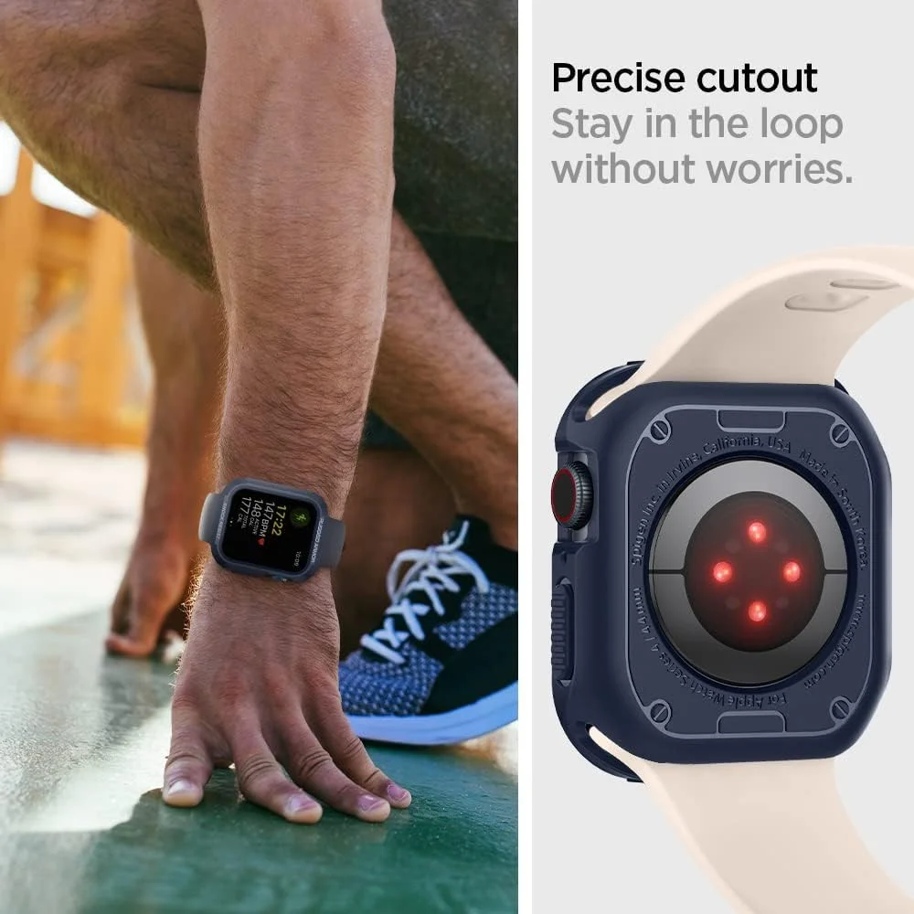 Spigen Rugged Armor - Apple Watch 45MM / 44MM Hoesje - Full Protect - Blauw afbeelding 6