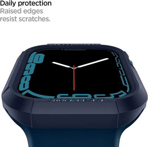 Spigen Rugged Armor - Apple Watch 45MM / 44MM Hoesje - Full Protect - Blauw afbeelding 7