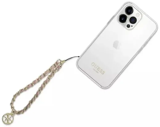 Guess Metalen Telefoonband Ketting Roze/Goud afbeelding 2