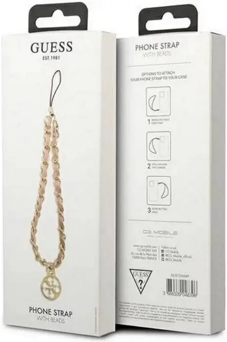 Guess Metalen Telefoonband Ketting Roze/Goud afbeelding 6