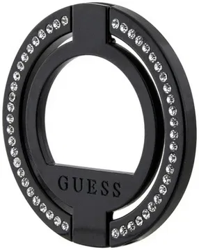 Guess Magnetic Ring Stand Houder - MagSafe Standaard Rhinestones Zwart