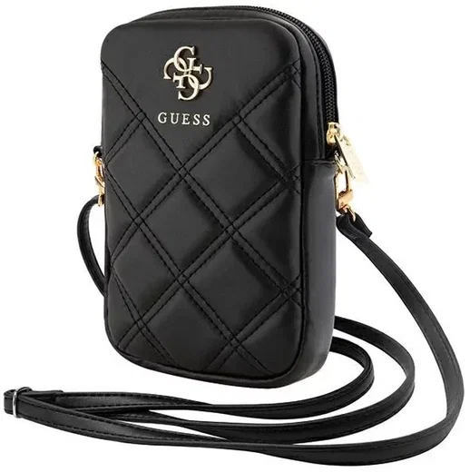 Guess Universeel Crossbody Telefoontasje - Schoudertas Zip Quilted 4G Zwart afbeelding 1
