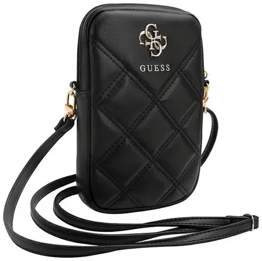 Guess Universeel Crossbody Telefoontasje - Schoudertas Zip Quilted 4G Zwart afbeelding 3