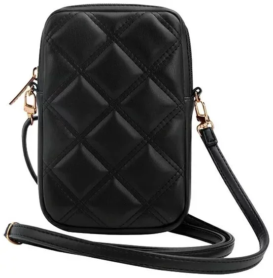 Guess Universeel Crossbody Telefoontasje - Schoudertas Zip Quilted 4G Zwart afbeelding 4