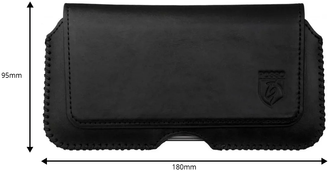 Rosso Deluxe Belt Case Hoesje Met Riemlus Echt Leer Large Zwart afbeelding 4