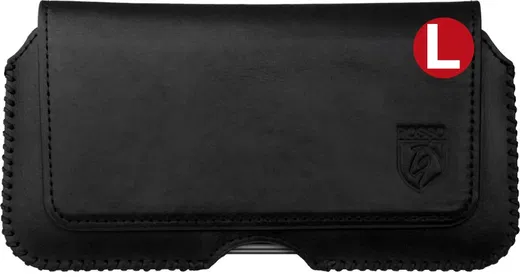 Rosso Deluxe Belt Case Hoesje Met Riemlus Echt Leer Large Zwart afbeelding 1