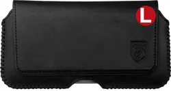 Rosso Deluxe Belt Case Hoesje Met Riemlus Echt Leer Large Zwart afbeelding