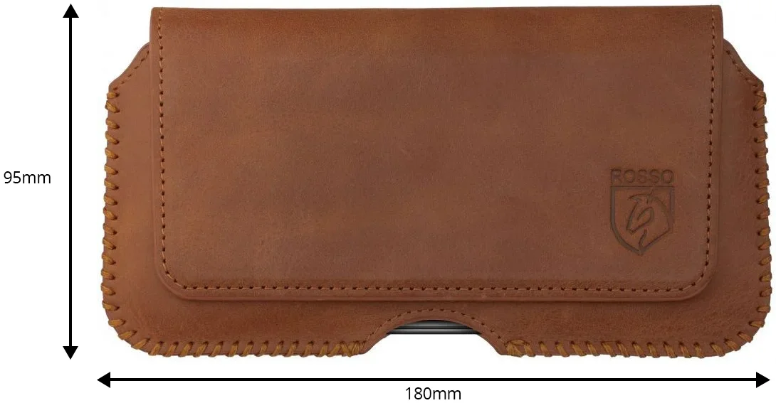 Rosso Deluxe Belt Case Hoesje Met Riemlus Echt Leer Large Bruin afbeelding 4