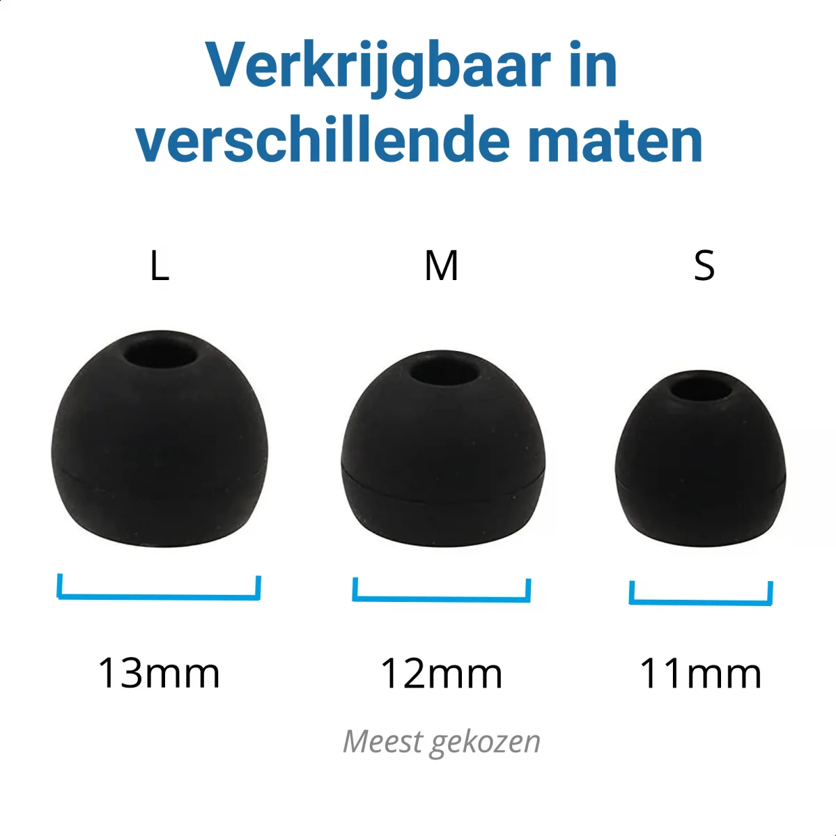 3 Pack Siliconen Vervangende Dopjes voor Oordopjes / Headsets Zwart Small afbeelding 2