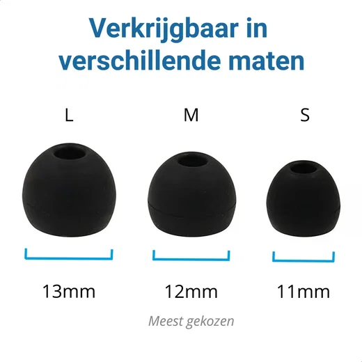 3 Pack Siliconen Vervangende Dopjes voor Oordopjes / Headsets Zwart Small afbeelding 2