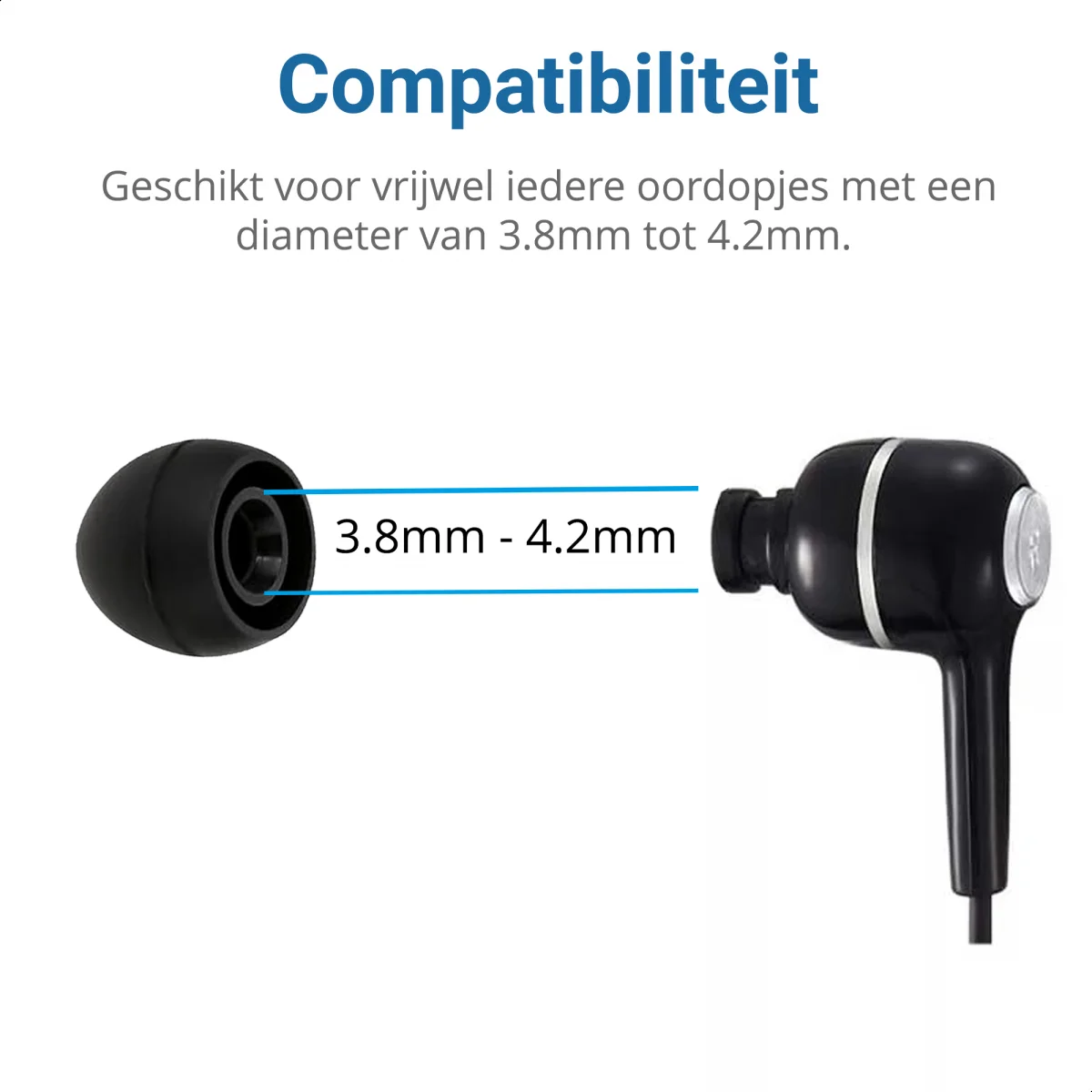 3 Pack Siliconen Vervangende Dopjes voor Oordopjes / Headsets Zwart Small afbeelding 3