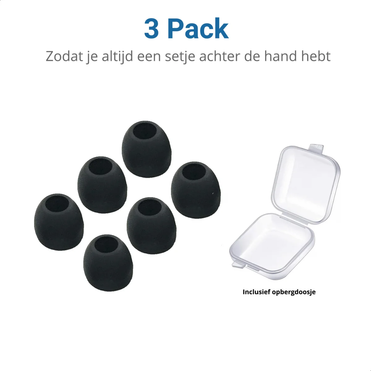 3 Pack Siliconen Vervangende Dopjes voor Oordopjes / Headsets Zwart Small afbeelding 4