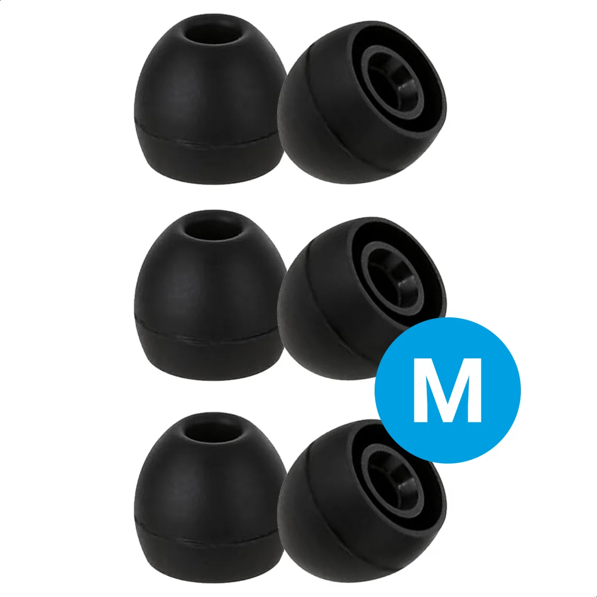 3 Pack Siliconen Vervangende Dopjes voor Oordopjes / Headsets Zwart Medium afbeelding 1