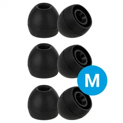 3 Pack Siliconen Vervangende Dopjes voor Oordopjes / Headsets Zwart Medium afbeelding