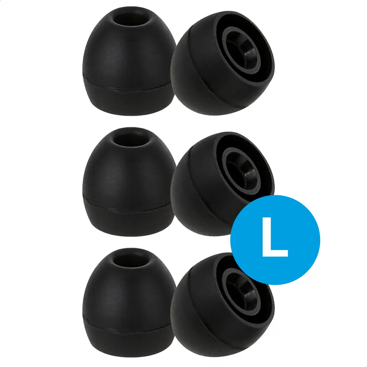 3 Pack Siliconen Vervangende Dopjes voor Oordopjes / Headsets Zwart Large afbeelding 1