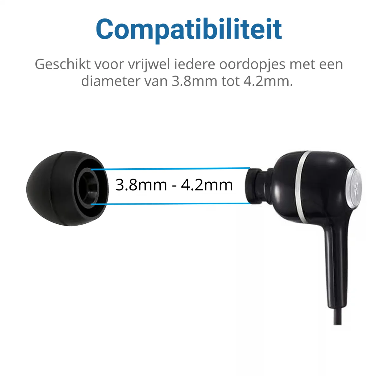 3 Pack Siliconen Vervangende Dopjes voor Oordopjes / Headsets Zwart Large afbeelding 4