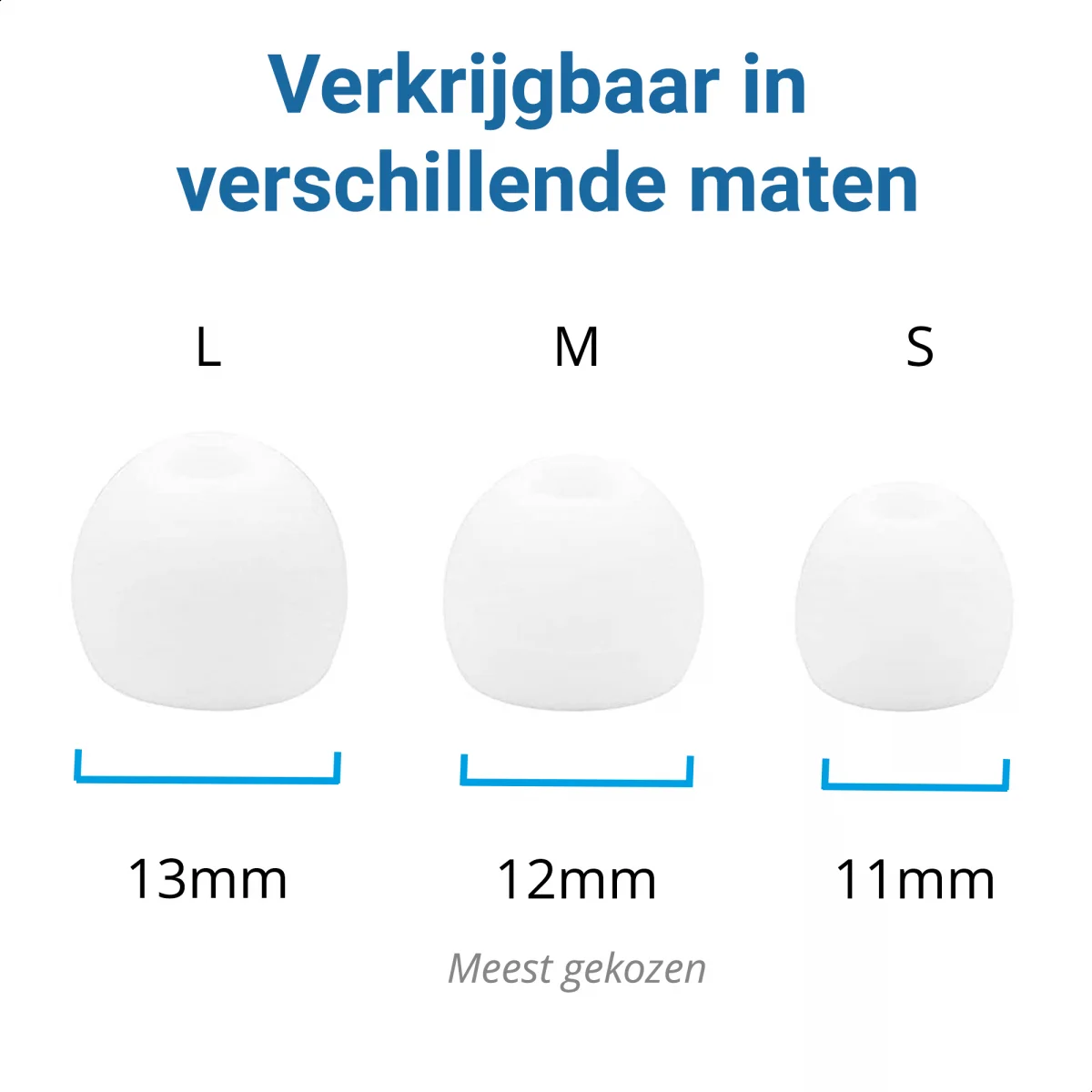 3 Pack Siliconen Vervangende Dopjes voor Oordopjes / Headsets Wit Large afbeelding 2