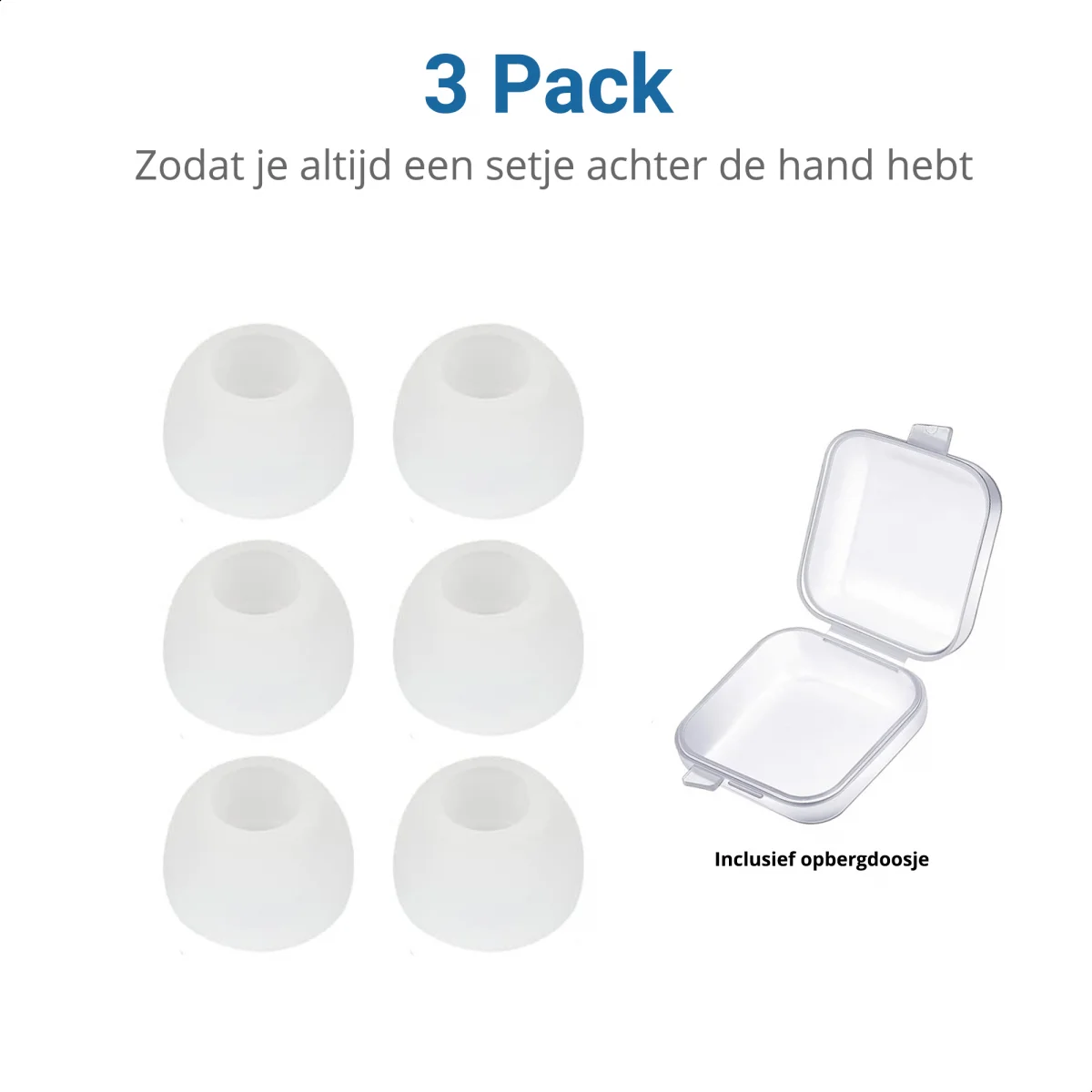 3 Pack Siliconen Vervangende Dopjes voor Oordopjes / Headsets Wit Large afbeelding 3