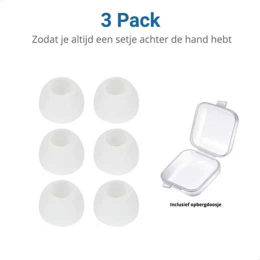 3 Pack Siliconen Vervangende Dopjes voor Oordopjes / Headsets Wit Large afbeelding 3
