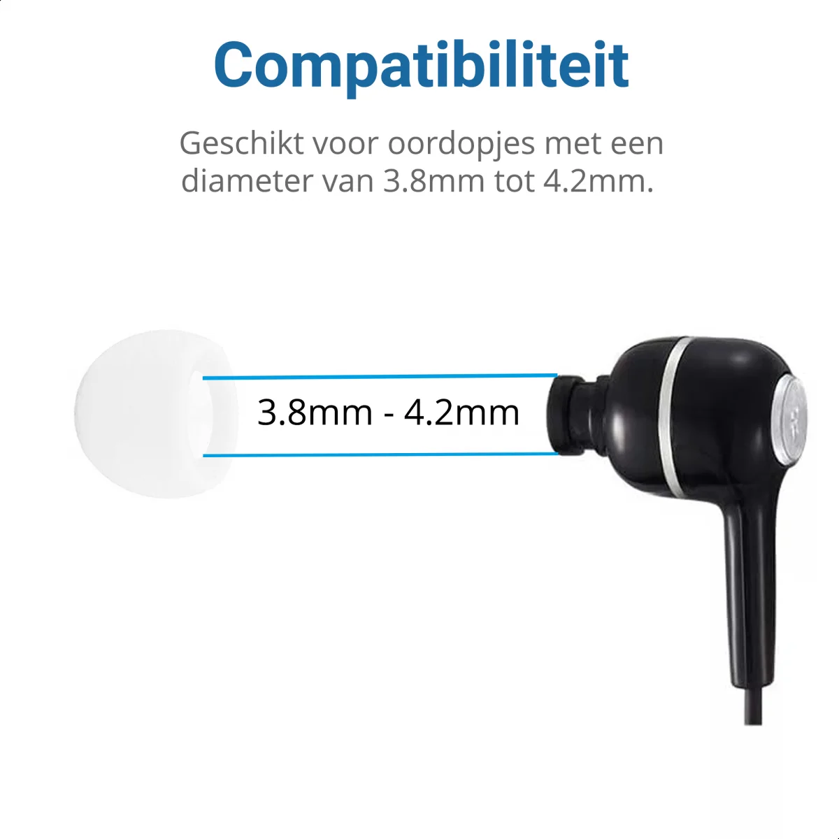 3 Pack Siliconen Vervangende Dopjes voor Oordopjes / Headsets Wit Large afbeelding 4