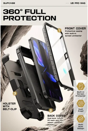 SUPCASE UB Mag Pro Google Pixel 9 / 9 Pro Hoesje MagSafe Stand Zwart afbeelding 5