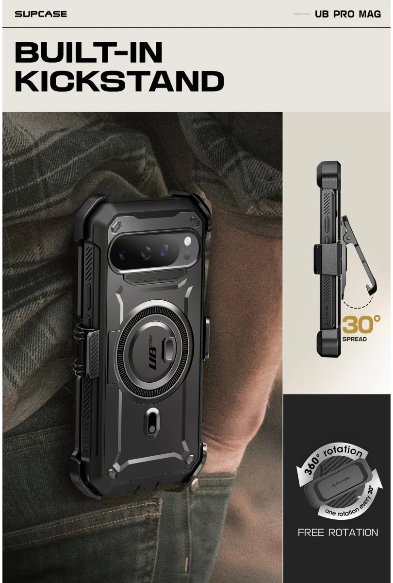 SUPCASE UB Mag Pro Google Pixel 9 / 9 Pro Hoesje MagSafe Stand Zwart afbeelding 6