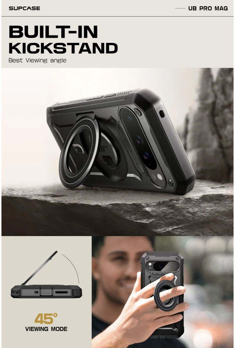 SUPCASE UB Mag Pro Google Pixel 9 Pro XL Hoesje MagSafe Stand Zwart afbeelding 8