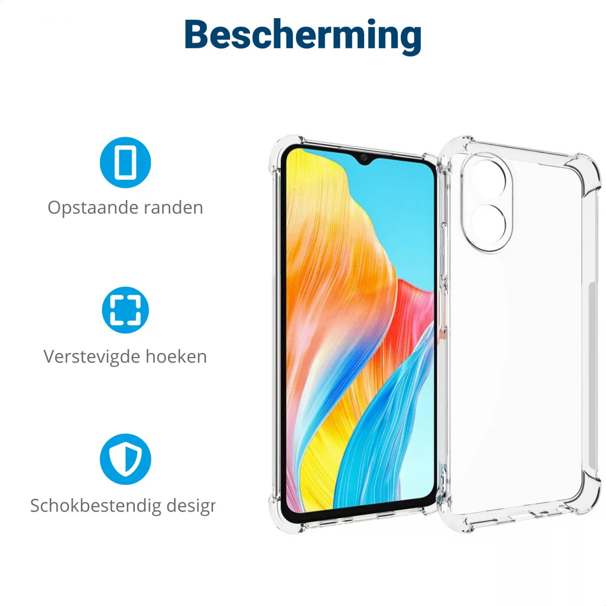 Oppo A18 / A38 Hoesje Schokbestendig en Dun TPU Back Cover Transparant afbeelding 5