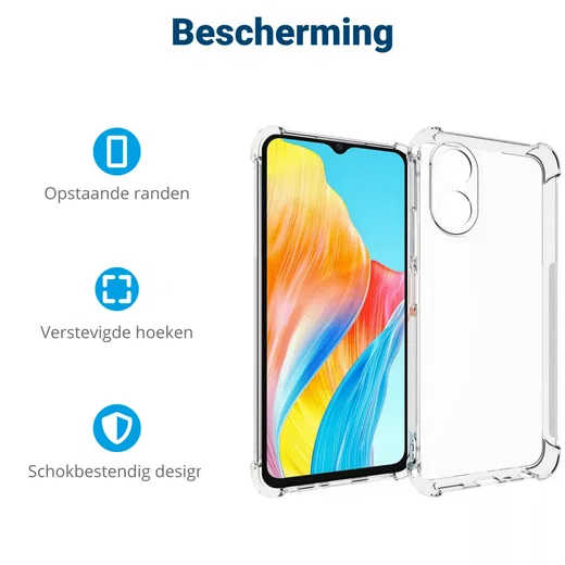 Oppo A18 / A38 Hoesje Schokbestendig en Dun TPU Back Cover Transparant afbeelding 5