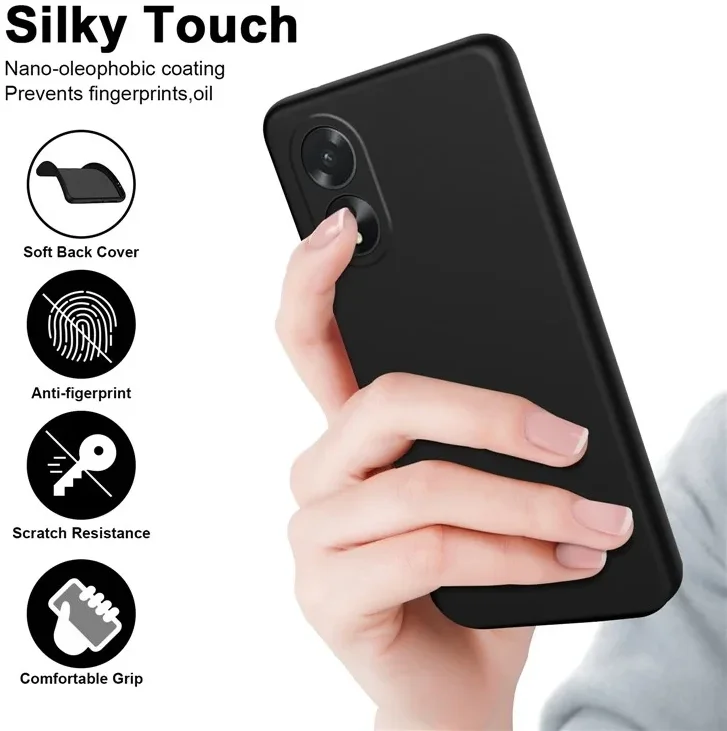 Oppo A18 / A38 Hoesje Dun TPU Back Cover Matte Zwart afbeelding 3