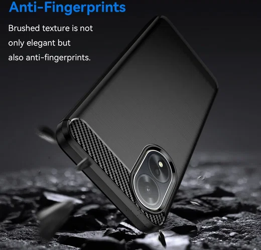 Oppo A18 / A38 Hoesje Geborsteld TPU Flexibele Back Cover Zwart afbeelding 2