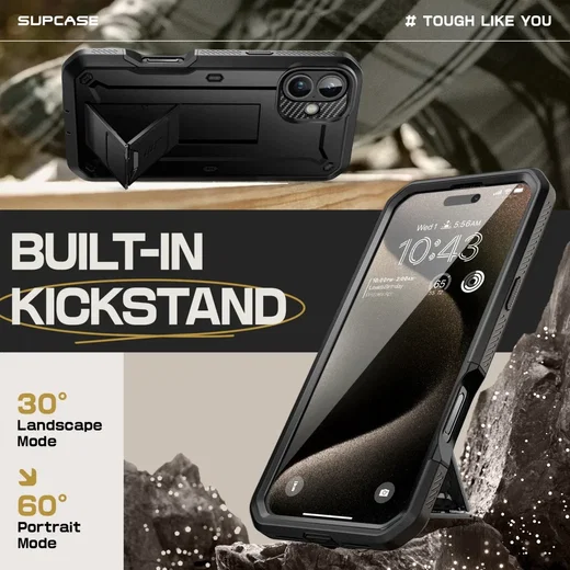 SUPCASE UB Pro Apple iPhone 16 Hoesje Full Protect Kickstand Zwart afbeelding 5