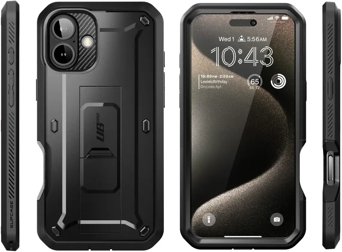 SUPCASE UB Pro Apple iPhone 16 Hoesje Full Protect Kickstand Zwart afbeelding 7
