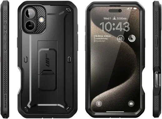 SUPCASE UB Pro Apple iPhone 16 Hoesje Full Protect Kickstand Zwart afbeelding 7